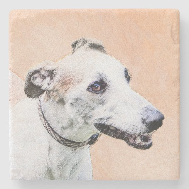 Dessous-de-verre En Pierre Peinture Greyhound - Cute Original Chien Art (Devant)