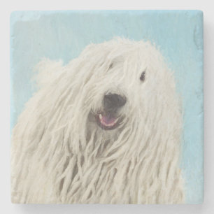 Dessous-de-verre En Pierre Peinture Komondor - Cute Original Chien Art