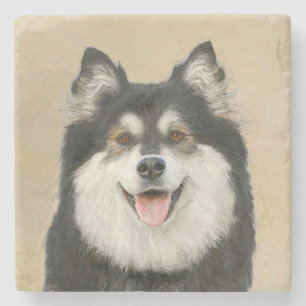 Dessous-de-verre En Pierre Peinture Lapphund Finlandaise - Joli art original 