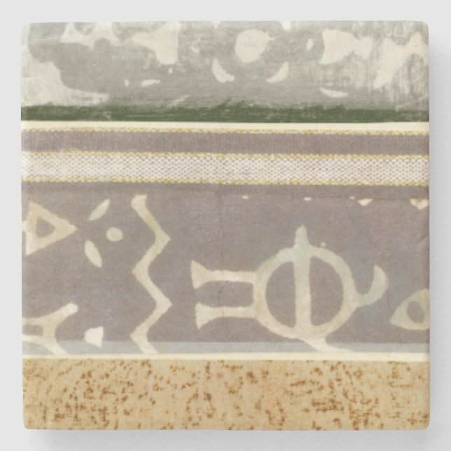 Dessous-de-verre En Pierre Peinture Motif Tribale contemporaine (Devant)