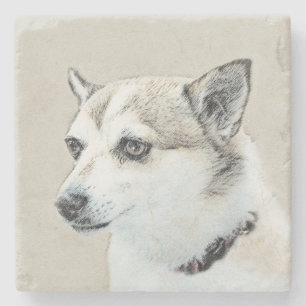 Dessous-de-verre En Pierre Peinture norvégienne Lundehund - Art original chie