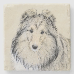 Dessous-de-verre En Pierre Peinture Shetland Sheepdog - Jolie art original ch