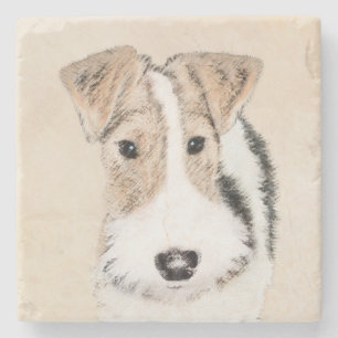 Dessous-de-verre En Pierre Peinture Terrier de Renard de fil - Cute Original