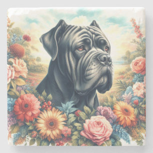Dessous-de-verre En Pierre Peinture vintage de chien de corse de canne