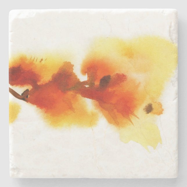 Dessous-de-verre En Pierre Peintures florales abstraites 2 d'aquarelle (Devant)