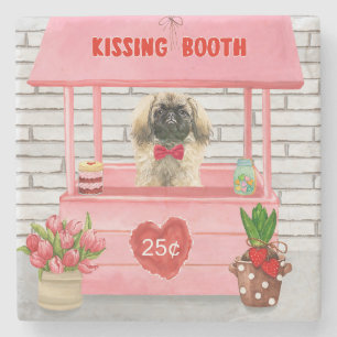 Dessous-de-verre En Pierre pekingese Chien Valentine's Day Kissing Booth