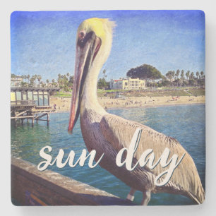 Dessous-de-verre En Pierre Pélican Bird Ocean Beach Pier Photo Sun Day Citati