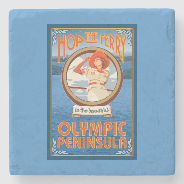 Dessous-de-verre En Pierre Péninsule olympique, WashingtonHop le ferry (Devant)