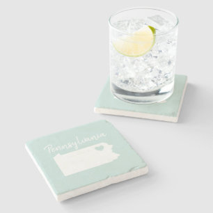 Dessous-de-verre En Pierre Pennsylvanie home state map love heart