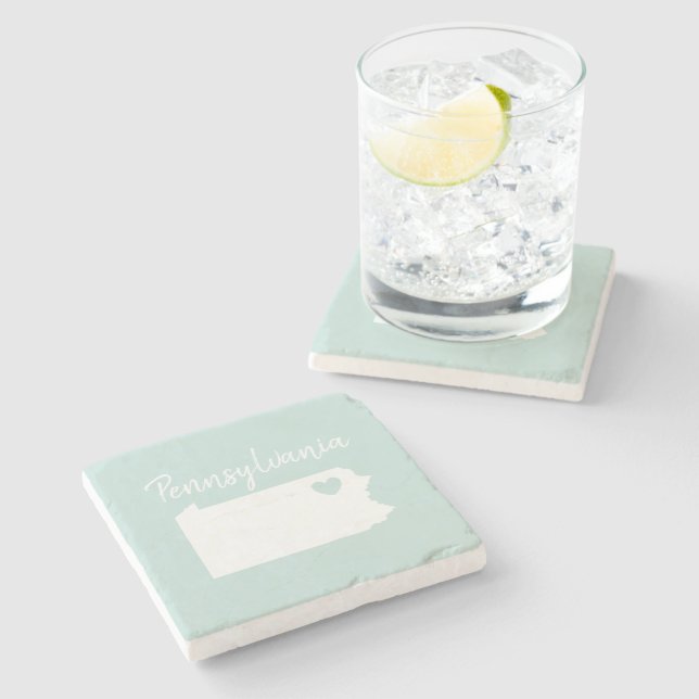 Dessous-de-verre En Pierre Pennsylvanie home state map love heart (Côté)