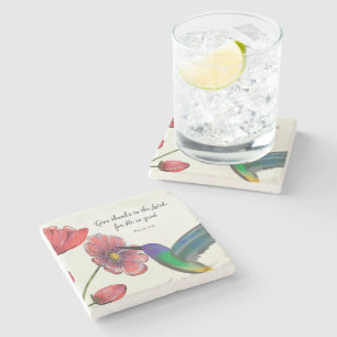 Dessous-de-verre En Pierre Pensée religieuse de fleurs de vous avec colibri