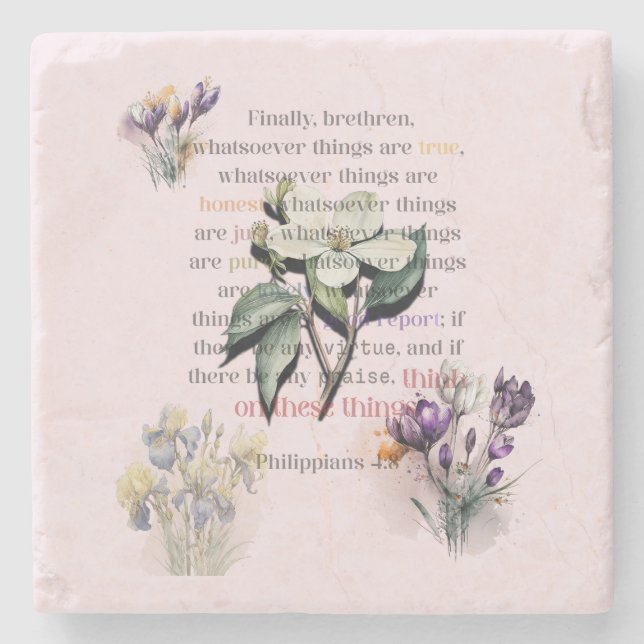 Dessous-de-verre En Pierre Pensez à ces choses Écriture (Devant)