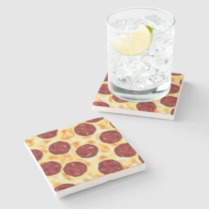 Dessous-de-verre En Pierre Peperoni Pizza art vectoriel