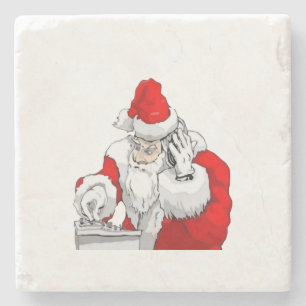 Dessous-de-verre En Pierre Père Noël DJ mixant la piste de la fête de Noël