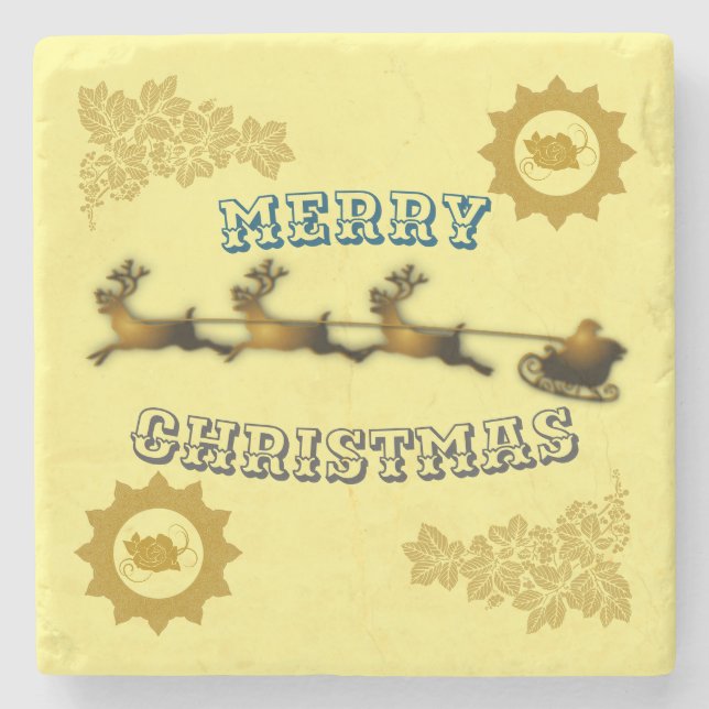 Dessous-de-verre En Pierre Père Noël paradisiaque Joyeux Noël (Devant)