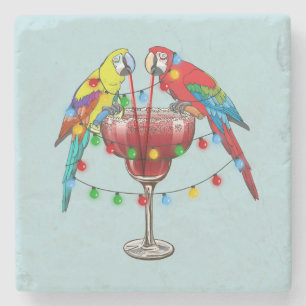 Dessous-de-verre En Pierre Perroquets Macaw colorés Boire du vin rouge