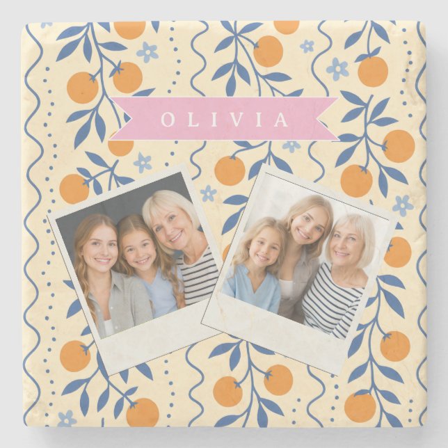 Dessous-de-verre En Pierre Personalized cute retro citrus folk pattern (Devant)