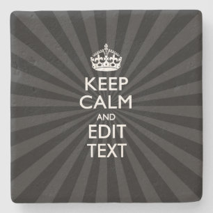 Dessous-de-verre En Pierre Personnalisé KEEP CALM Votre texte Black Sunburst