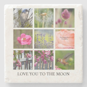 Dessous-de-verre En Pierre Personnaliser le collage de photos Fleurs et oisea