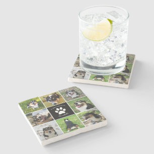 Dessous-de-verre En Pierre Pet Memorial Custom Chien Photo Collage Empreinte 