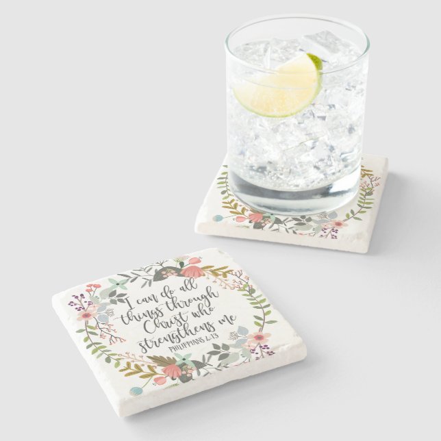 Dessous-de-verre En Pierre Philippiens 4:13 Je peux faire tout (Côté)