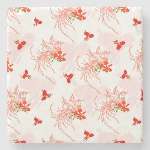 Dessous-de-verre En Pierre Phoenix Oiseau Et Phoenix Fleur Motif Sans Faille