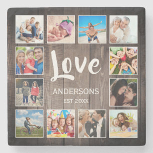 Dessous-de-verre En Pierre Photo de Custom Collage Rustic Farmhouse Love Fami