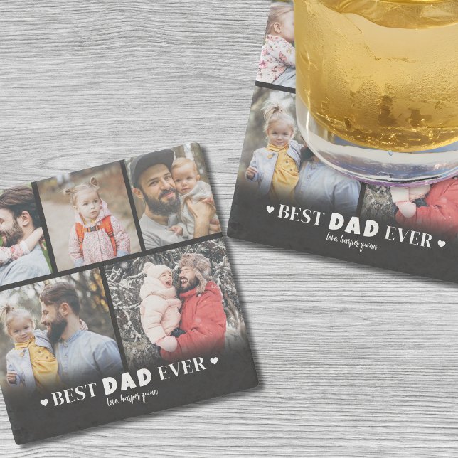 Dessous-de-verre En Pierre Photo du meilleur papa (Best Dad Photo Stone Coaster)