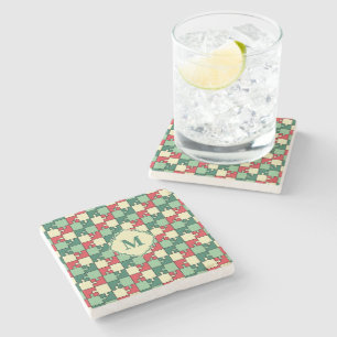 Dessous-de-verre En Pierre Pièce de puzzle rouge rouge de Noël Motif