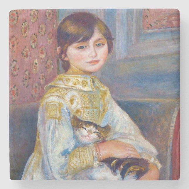 Dessous-de-verre En Pierre Pierre-Auguste Renoir - Enfant avec chat (Devant)