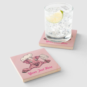 Dessous-de-verre En Pierre Piggy The Hamiciac Maniac Funny Pig Art original