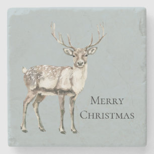 Dessous-de-verre En Pierre Pine de Noël Vert Cerf Rustique