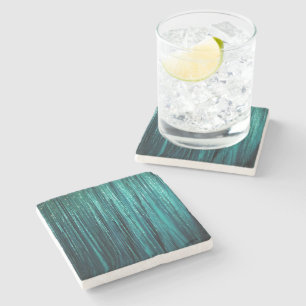 Dessous-de-verre En Pierre Pine Green Glam Glitzy Tinsel Stripes