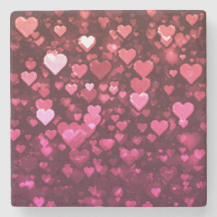Dessous-de-verre En Pierre Pink Bokeh Hearts papier peint Arrière - plan numé