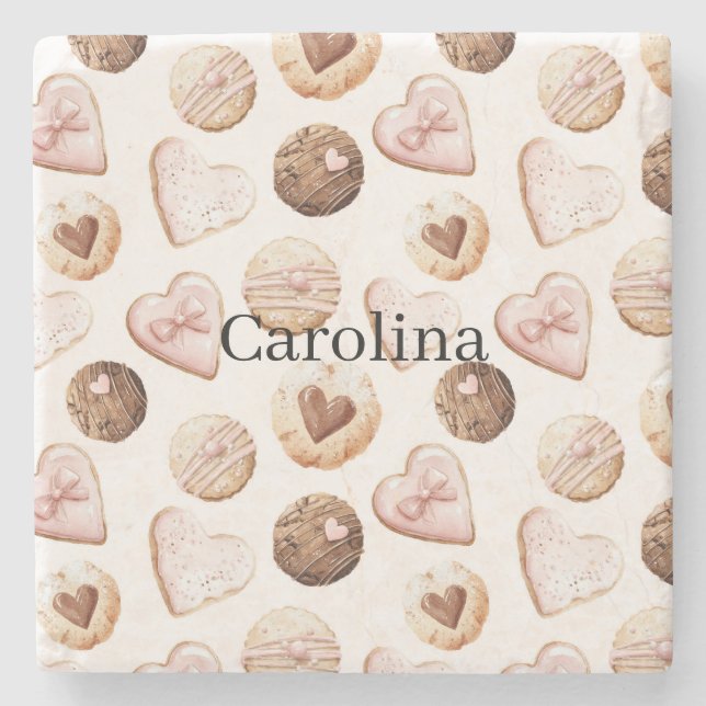 Dessous-de-verre En Pierre Pink Chocolate Sweet Hearts Valentine's Day Treats (Devant)