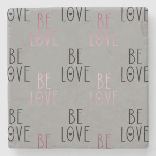 Dessous-de-verre En Pierre Pink Ombre Grey Be Love Heart