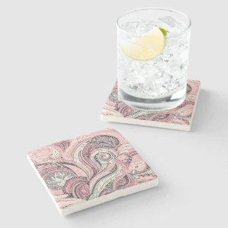 Dessous-de-verre En Pierre Pink Paisley Le Dessous de verre Home Studio