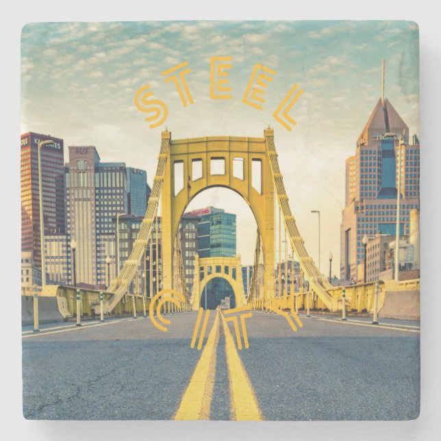 Dessous-de-verre En Pierre Pittsburgh Steel City Skyline 412 Pennsylvania Can (Devant)
