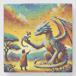 Dessous-de-verre En Pierre pixelated image of a dragon trainer