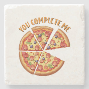 Dessous-de-verre En Pierre Pizza Cadeau de la Saint-Valentin Tu Me Complètes