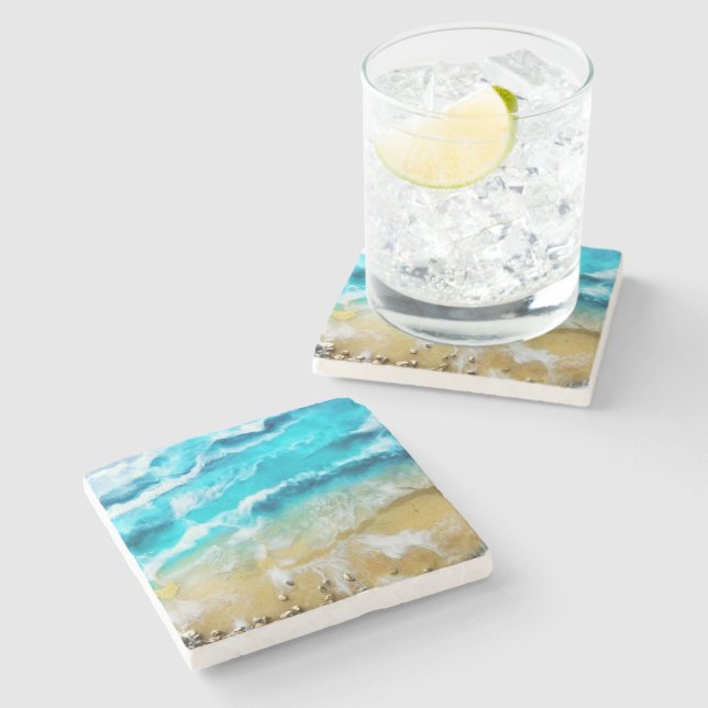 Dessous-de-verre En Pierre Plage (Côté)