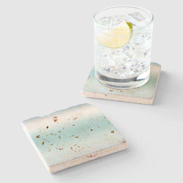 Dessous-de-verre En Pierre Plage Aqua Blue Ombre (Côté)