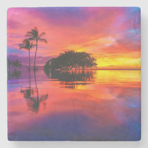 Dessous-de-verre En Pierre Plage majestueuse du coucher du soleil   Wailea,