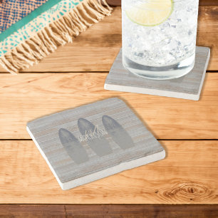 Dessous-de-verre En Pierre Plage Patiné personnalisé planches de surf