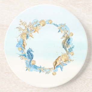 Dessous de verre En Pierre Plage Seashell Thème Bl