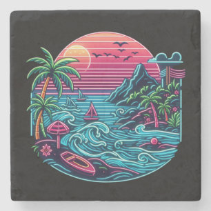 Dessous-de-verre En Pierre Plage tropicale/néon hawaïen