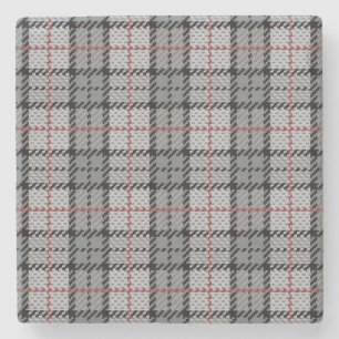 Dessous-de-verre En Pierre Plaid de pixel dans le gris avec la rayure rouge