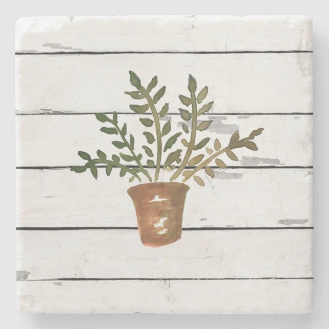 Dessous-de-verre En Pierre Plante en Pot Gardener Rustic Shiplap (Devant)