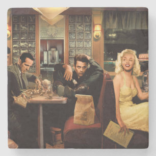 Dessous-de-verre En Pierre Plat bleu