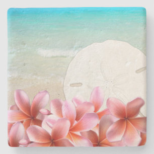 Dessous-de-verre En Pierre Plumeria hawaïenne et Dessous de verre en pierre d